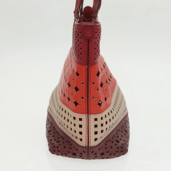 Salvatore Ferragamo Tote Bag Leather Red Gold Auth 102115 - Picture 6 of 16